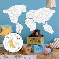 3D Weltkarte - Kinderweltkarte Zum Ausmalen | Pappe Wanddeko Pinwand Kinderzimmer Jungen Mädchen Länder Kontinente von FOLDZILLA