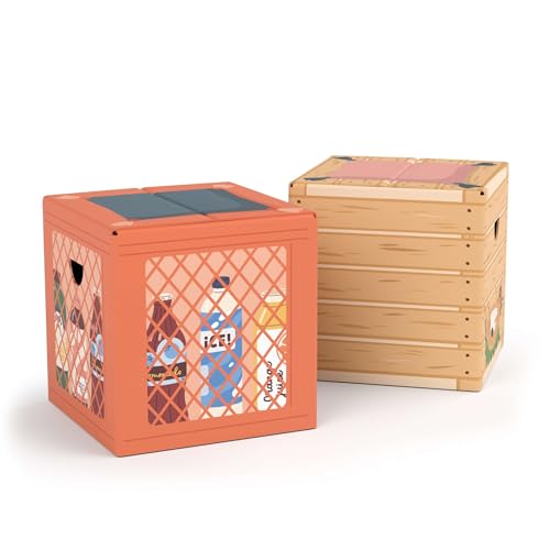 FOLDZILLA Kinderhocker Pappe 2er Set 29 x 29 x 29 cm – Papphocker Sitzhocker Falthocker Sitzwürfel Hocker Kinderzimmer – Mix Kiosk von FOLDZILLA