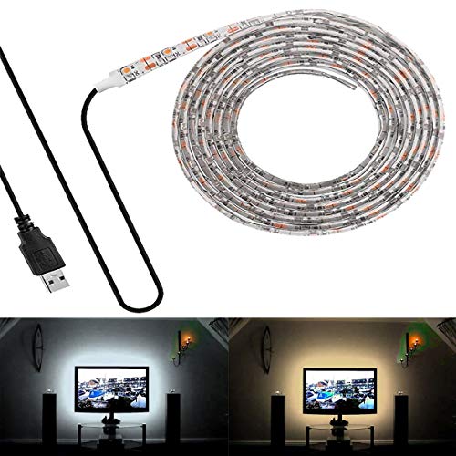 FOLGEMIR 0,5M - 30 LEDs Streifen, TV LED Hintergrundbeleuchtung, 2835 Weiß Strip für HDTV USB TV Beleuchtung, wasserdicht IP65 von FOLGEMIR