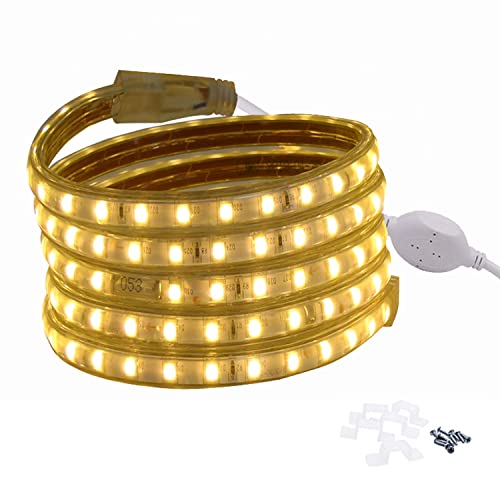 FOLGEMIR 10m Warmweiß LED Band, 220V 230V Lichtleiste, 5050 SMD 60 Leds/m Strip, IP65 Lichtschlauch, helle Hintergrundbeleuchtung von FOLGEMIR