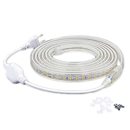 FOLGEMIR 15m LED Band – Kalt Weiß, 2835 SMD 180 Leds/m Streifen, 220V 230V helle Beleuchtung, IP65 wasserdicht (Kalt Weiß, 15m) von FOLGEMIR