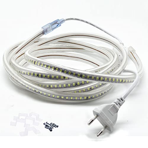 FOLGEMIR 1m Kalt Weiß LED Band, 2835 SMD 144 Leds/m Lichtleiste, 220V 230V Strip, sehr helle Beleuchtung - ca. 900 LM pro Meter, IP65 wasserdicht von FOLGEMIR