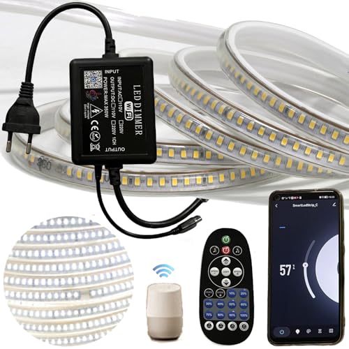 FOLGEMIR 1m super helles LED Band - Kalt Weiß, 3038 SMD 144 Leds/m Strip, ca. 1100 LM pro Meter, 220V 230V Streifen, Wasserdicht Lichtschlauch, geeignet für Bauprojekt & Kommerzielle Nutzung von FOLGEMIR