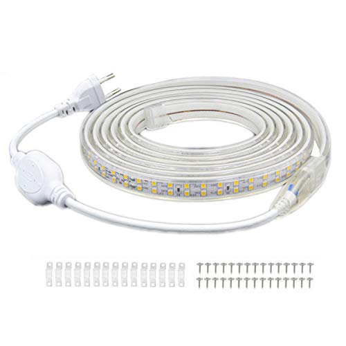 FOLGEMIR 25m LED Band – Kalt Weiß, 2835 SMD 180 Leds/m Streifen, 220V 230V helle Beleuchtung, IP65 wasserdicht (Kalt Weiß, 25m) von FOLGEMIR