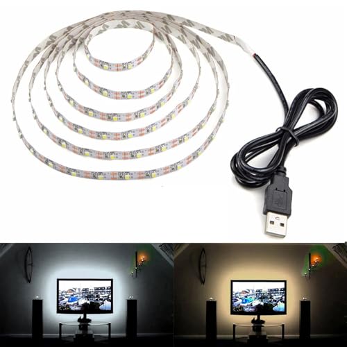 FOLGEMIR 3 Meter - 180 LEDs Streifen, TV LED Hintergrundbeleuchtung, 2835 Warmweiß Strip für HDTV USB TV Beleuchtung, nicht wasserdicht - IP20 von FOLGEMIR