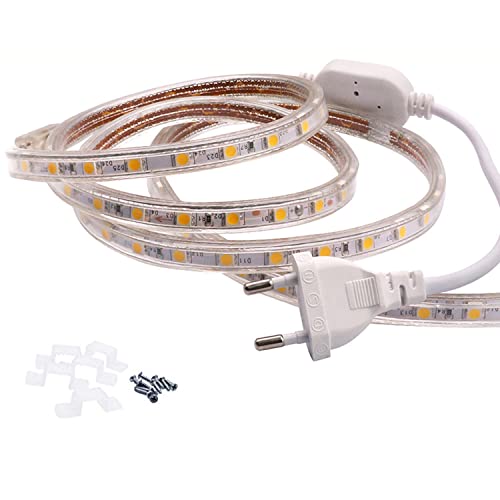 FOLGEMIR 3m Warmweiß LED Band, 220V 230V Lichtleiste, 60 Leds/m Strip, IP65 Lichtschlauch, milde Hintergrundbeleuchtung FOLGEMIR 3m Warmweiß LED Band, 220V 230V Lichtleiste, 60 Leds/m Strip, IP65 Lichtschlauch, milde Hintergrundbeleuchtung von FOLGEMIR