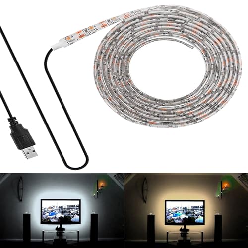 FOLGEMIR 4M - 240 LEDs Streifen, TV LED Hintergrundbeleuchtung, 2835 Warmweiß Strip für HDTV USB TV Beleuchtung, wasserdicht IP65 von FOLGEMIR