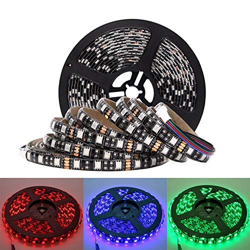 FOLGEMIR 5m LED Strip, RGB Farbwechsel 5050 SMD 300 LEDs Streifen, DC 12V, wasserdicht Lichtband, milde Hintergrundbeleuchtung von FOLGEMIR