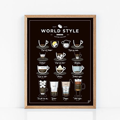 FOLLYGRAPH Kaffee Poster - World Style Coffee - Bild, Print, Kunstdruck, (21x30cm) von FOLLYGRAPH