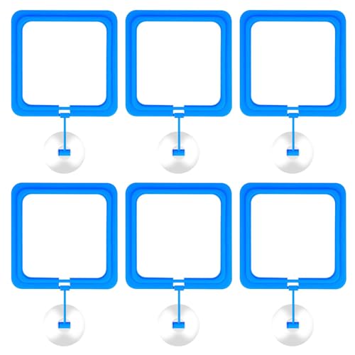 FOLODA Aquarien Schwimmende Pflanzenringe Fischfütterung Ringe Quadratische Runde Schwimmende Pflanze Aquaponische Kultivierungsset Von 6 Plastikfischfutterhäuschen von FOLODA