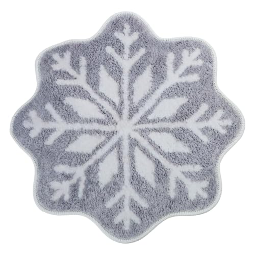FOLODA Bodenpolster Schneeflockenform Dekorative Und Funktionale Weihnachtsbadmatte Mit Hoher Wasserabsorption Und rutschfeste Weihnachtsbaummatte von FOLODA