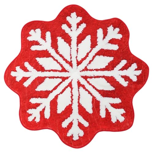 FOLODA Bodenpolster Schneeflockenform Dekorative Und Funktionale Weihnachtsbadmatte Mit Hoher Wasserabsorption Und rutschfeste Weihnachtsbaummatte von FOLODA
