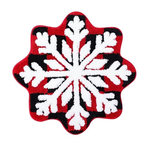 FOLODA Bodenpolster Schneeflockenform Dekorative Und Funktionale Weihnachtsbadmatte Mit Hoher Wasserabsorption Und rutschfeste Weihnachtsbaummatte von FOLODA