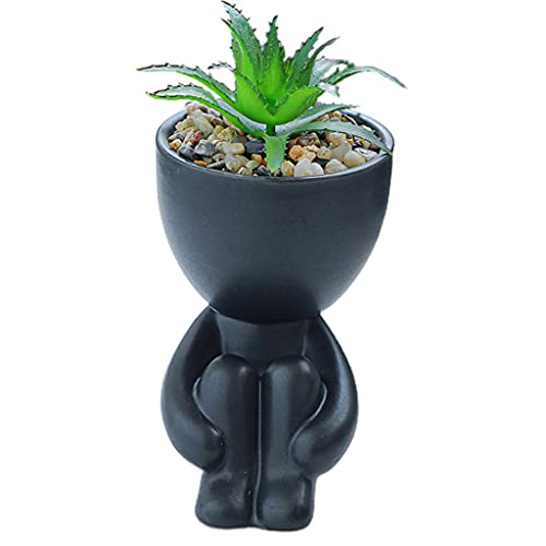 FOLODA Desktop Dekoration Vase Süßer Cartoon Humanoid Keramik Sukkulente Pflanzentopf Office Wasser Aufbewahrung Pflanze Gärtnere Kleine Keramikblumentöpfe Innen Mit Untertassen von FOLODA