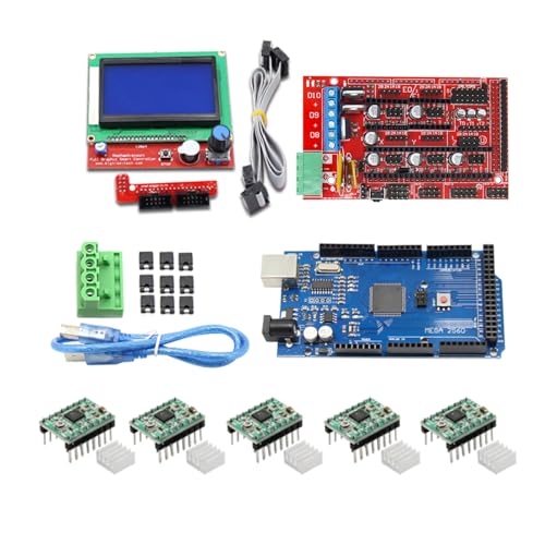 FOLODA Mega2560R3 + Ramps1.4 Controller + 12864 LCD Bedienfeld + A4988 Stepper Treibermodul Komplettes 3D Drucker Teileset 3D Drucker Kit Mega2560R3 + Ramps 1.4 Controller + 12864 LCD + A4988 Stepper von FOLODA