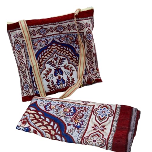 FOLODA Traditionelle Blumengebetsmatte Tränenresistente Polyester Fade Proof Farbfaltblatt Teppich Mit Tasche Für Religiöse Praxis von FOLODA