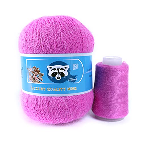 FOLODA Wolle, 2 Stk. Langer Plüsch Nerz Reine Natur Stricknadeln Wolle Kammgarn Garn Handgemachte Wolle Couture Material,50g+20ghandstrickgarn baumwolle von FOLODA