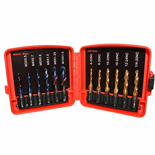 Für Kombination Drill Tap Bit Set Schraube Klopfteilung Mit Hochgeschwindigkeitsstahl Sechseckel Klopfen Bit Werkzeug 13pcs SAE Drill Tap Bits Set von FOLODA