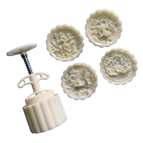 Funktionelle 125g Mondkuchen Formen Mit 4 Einzigartigen Stempelgebäck Backstempelwerkzeug Zum Backen Schöner Dessert In Häusern von FOLODA