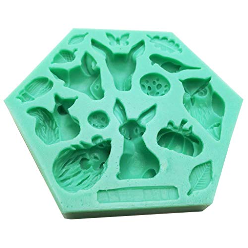 Kaninchen Tierform Kuchen Silikonform Fondant Zuckerpudding Seifen Kerze Schimmel Schokolade Dessert Keks Dekorationstool Fondantschneider Set Set Set von FOLODA