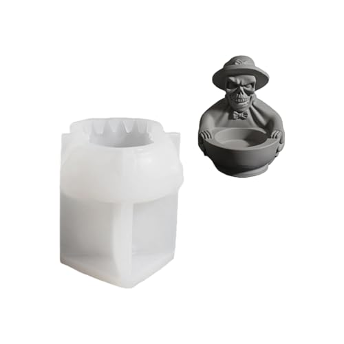 Schädel Witch Silicone Kerzenhalter Form Einfach Demolding Für Candlestick Halloween Party Dekoration Epoxy Harz Projekt Halloween Silicon Formen Kerzenhalter von FOLODA