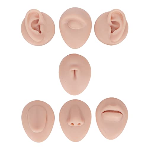FOLOSAFENAR Silikon-Körperteile, Realistisches Silikon-Körperpiercing-Übungsmodell, Wiederverwendbares Ohr-Auge-Nase-Mund-Zunge- und Bauchnabelmodell, für Piercing-Anfänger und(Mittlere Fleischfarbe) von FOLOSAFENAR