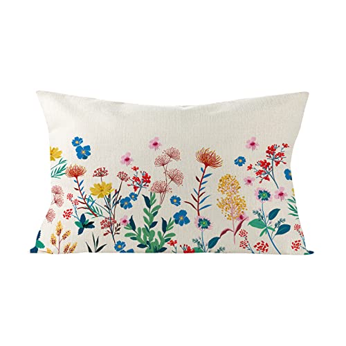 FOLOU 1 Stück Kissenbezug Frühling 30 x 50 cm, Frühling Blumen Dekorativ Kissenhülle, Schön Einseitig aus Leinen Kissenbezug, Frühling Blumen Dekokissen für Sofa Schlafzimmer Wohnzimmer von FOLOU