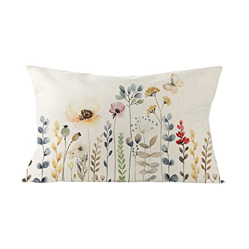 FOLOU 1 Stück Kissenbezug Frühling 30 x 50 cm, Frühling Blumen Dekorativ Kissenhülle, Schön Einseitig aus Leinen Kissenbezug, Frühling Blumen Dekokissen für Sofa Schlafzimmer Wohnzimmer von FOLOU