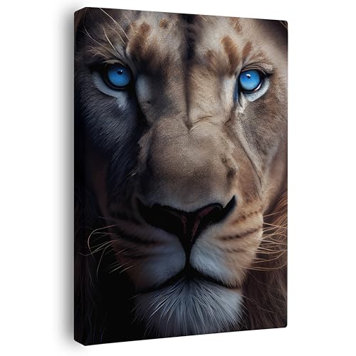 FOMACO Inspiring Art - Löwen Wandbild - 20x30 cm Hochformat - Lion Power - Tier Leinwand ColorWorld - Coole Tier-Porträts & Animals Closeup Kunstdruck Bilder von FOMACO Inspiring Art