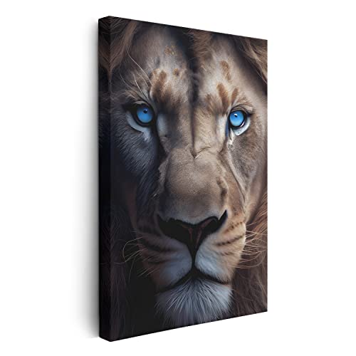 FOMACO Inspiring Art - Löwen Wandbild - Lion Power - Animals Leinwand Hochformat - 60 x 90 cm - ColorWorld - Coole Tier-Porträts & Animals Closeup Kunstdruck Bilder von FOMACO Inspiring Art