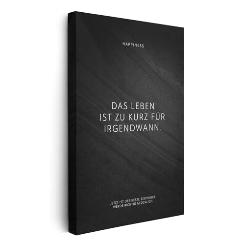 FOMACO Inspiring Art - Motivation Leinwand - 20x30 cm Hochformat - Das Leben ist zu kurz für irgendwann. - Schwarzgrau Steinoptik - Motivationsbild Wandbild Büro Sprüche Inspiration von FOMACO Inspiring Art