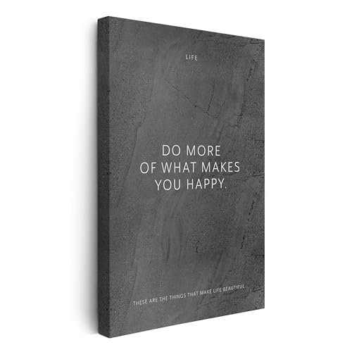 FOMACO Inspiring Art - Motivation Leinwand - 20x30 cm Hochformat - Do more of what makes you happy. - Schwarzgrau Gewellte Steinoptik - Motivationsbild Wandbild Büro Sprüche Inspiration von FOMACO Inspiring Art