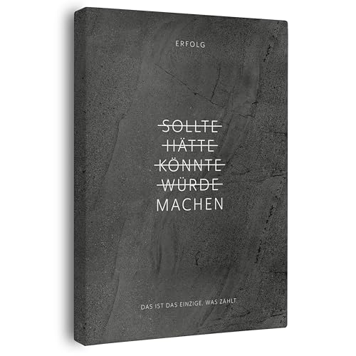 FOMACO Inspiring Art - Motivation Leinwand - 75x100 cm Hochformat - Sollte, Hätte, Könnte, Würde, Machen! - Schwarzgrau Gewellte Steinoptik - Motivationsbild Wandbild Büro Sprüche Inspiration FOMACO Inspiring Art - Motivation Leinwand - 75x100 cm Hochformat - Sollte, Hätte, Könnte, Würde, Machen! - Schwarzgrau Gewellte Steinoptik - Motivationsbild Wandbild Büro Sprüche Inspiration von FOMACO Inspiring Art