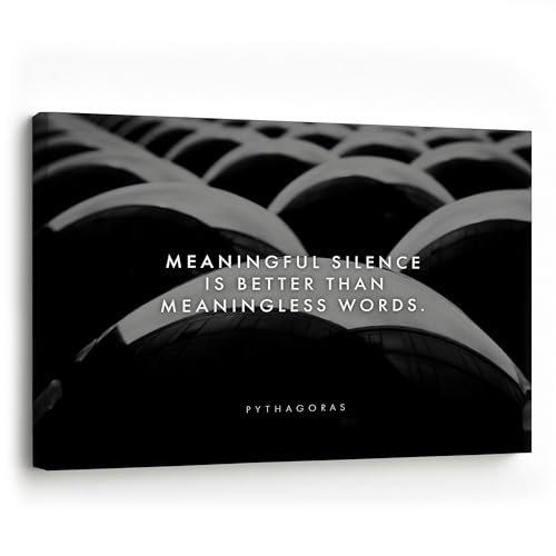 FOMACO Inspiring Art - Motivation Leinwand - 30x40 cm Querformat - Meaningful silence is better than meaningless words. - Schwarz-Weiss Foto - Motivationsbild Wandbild Büro Bild Spruch von FOMACO Inspiring Art