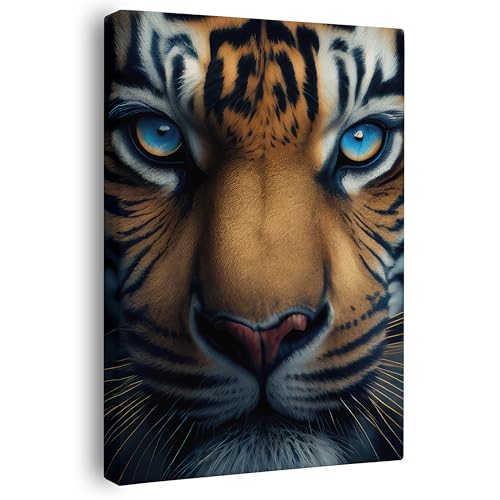 FOMACO Inspiring Art - Tiger Wandbild - 30x40 cm Hochformat - Tiger Fascination - Tier Leinwand ColorWorld - Coole Tier-Porträts & Animals Closeup Kunstdruck Bilder von FOMACO Inspiring Art