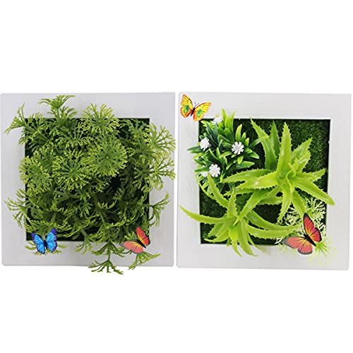 Künstliche Blumen in Kunststoff-Bilderrahmen – 15,2 x 15,2 cm, künstliche 3D-Wandpflanzen, Dekoration, künstliche hängende Blumen für den Innenbereich, für Wanddekorationen zu Hause (grün) von FOMAISELF