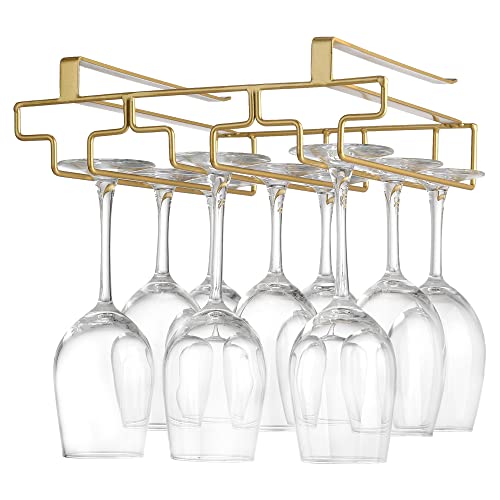 FOMANSH Weinglashalter unter dem Schrank, Gläserhalter für Weingläser Stielgläser, hängender Weinglasregal Glashalterung aus Metall, Gläser-Aufbewahrung für Küche, Bar und Restaurant, Gold von FOMANSH