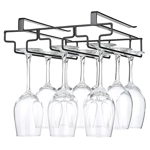 FOMANSH Weinglashalter unter dem Schrank, Gläserhalter für Weingläser Stielgläser, hängender Weinglasregal Glashalterung aus Metall, Gläser-Aufbewahrung für Küche, Bar und Restaurant, schwarz von FOMANSH