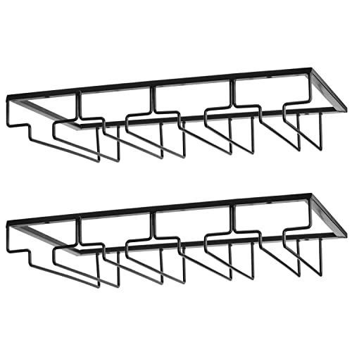 FOMANSH Weinglashalter unter dem Schrank, Gläserhalterung für Weingläser Stielgläser, hängender Weinglasregal aus Metall, Gläser-Aufbewahrung für Küche, Bar und Restaurant, Schwarz von FOMANSH