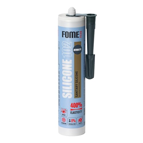 Anthrazit Silikon Bad Dichtmasse [310 ml] - Professionelles Silikon Anthrazit Wasserdichtes Sanitärsilikon - Sanitärsilikon Anthrazit Silikon Badezimmer, Rinnen und Fensterabdichtung von Fome Flex von FOME FLEX