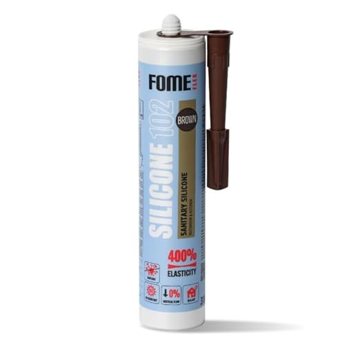 Braun Silikon Bad Dichtmasse [310 ml] - Professionelles Silikon Braun Wasserdichtes Sanitärsilikon - Sanitärsilikon Braun Silikon Badezimmer, Rinnen und Fensterabdichtung von Fome Flex von FOME FLEX