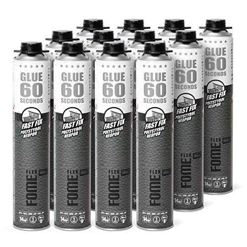 FOME FLEX B2 Dämmstoffkleber für EPS- & XPS-Platten – 60-Sekunden-Perimeterkleber [12 x 850 ml] Schnellster Klebeschaum mit 18 kg/cm² Zugwiderstand ohne zusätzliche Ausdehnung – Dämmschaum für Profis von FOME FLEX