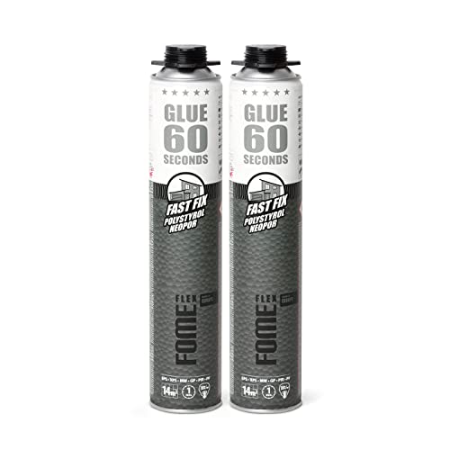 FOME FLEX B2 Dämmstoffkleber für EPS- & XPS-Platten – 60-Sekunden-Perimeterkleber [2 x 850 ml] Schnellster Klebeschaum mit 18 kg/cm² Zugwiderstand ohne zusätzliche Ausdehnung – Dämmschaum für Profis von FOME FLEX
