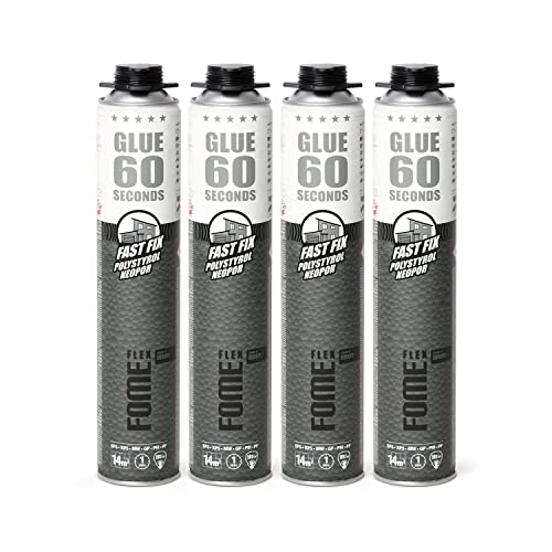FOME FLEX B2 Dämmstoffkleber für EPS- & XPS-Platten – 60-Sekunden-Perimeterkleber [4 x 850 ml] Schnellster Klebeschaum mit 18 kg/cm² Zugwiderstand ohne zusätzliche Ausdehnung – Dämmschaum für Profis von FOME FLEX