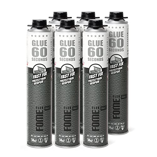 FOME FLEX B2 Dämmstoffkleber für EPS- & XPS-Platten – 60-Sekunden-Perimeterkleber [6 x 850 ml] Schnellster Klebeschaum mit 18 kg/cm² Zugwiderstand ohne zusätzliche Ausdehnung – Dämmschaum für Profis von FOME FLEX