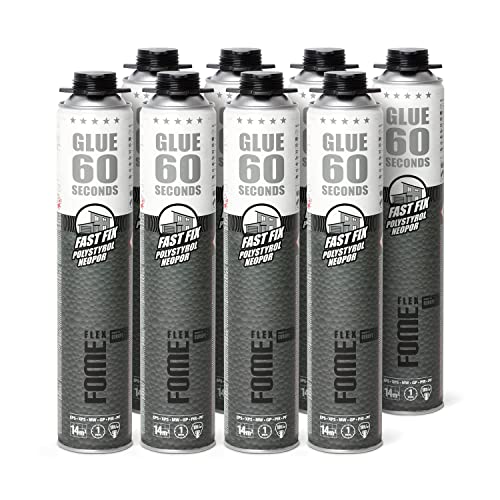 FOME FLEX B2 Dämmstoffkleber für EPS- & XPS-Platten – 60-Sekunden-Perimeterkleber [8 x 850 ml] Schnellster Klebeschaum mit 18 kg/cm² Zugwiderstand ohne zusätzliche Ausdehnung – Dämmschaum für Profis von FOME FLEX