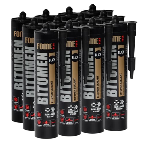 Fome Flex Bitumendichtstoff 12x300 ml – Wasserdichte Dichtmasse für Außen, Dachreparaturmasse für Bitumenoberflächen – Perfekte Abdichtung für Profis von FOME FLEX