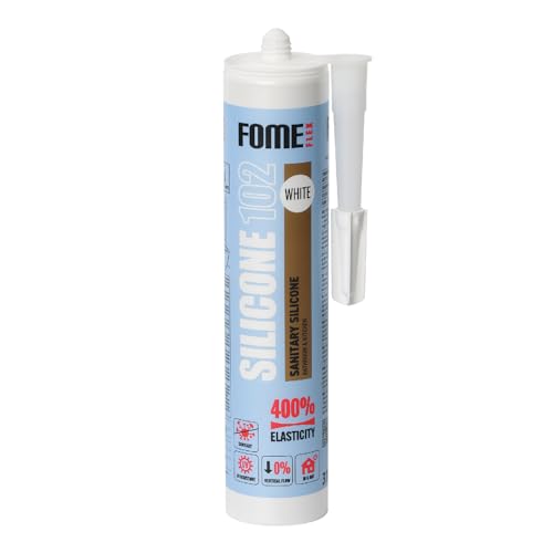 Weißes Silikon Bad Dichtmasse [310 ml] - Professionelles Silikon Weißes Wasserdichtes Sanitärsilikon - Sanitärsilikon Weiß Silikon Badezimmer, Rinnen und Fensterabdichtung von Fome Flex von FOME FLEX