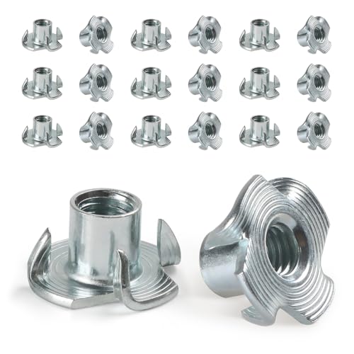 FOMGIIN Einschlagmuttern M8 X 11mm, 20 Stück Gewindeeinsatz Einschlagmutter Schlagmuttern,Kohlenstoffstahl Einschraubmutter mit 4 Einschlagspitzen für Kunststoff Holz, DIN 6930 / ISO 6930g von FOMGIIN