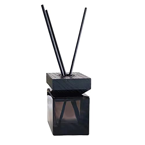 FOMIYES 1 Set Raumduft Glas Diffusor Flaschen schwarz leere Aroma Diffusor Flasche ohne Feuer Aromatherapie Flasche mit quadratischem Holzdeckel und Schilfrohr-Diffusor-Sticks (100 ml) von FOMIYES